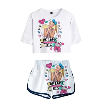 JOJO SIWA 3D Pakļauti Nabas T-krekls+šorti Sieviešu divdaļīga Komplekti Meitenēm Divu gabals Piemērots Jaunu Gadījuma Vasaras Īss Džemperis Drukāt