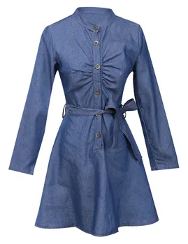 Jaunākās Sieviešu Dāmas Vasaras Gadījuma Zils, Cieta garām Piedurknēm Vērtnes Džinsa Mini Kleita S-XL