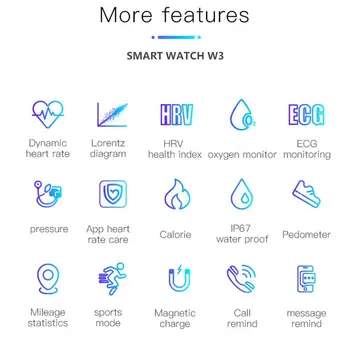 W3 Smart Joslā Fitnesa Tracker Smart Skatīties Sporta Smart Aproce Sirdsdarbības Ātrums, Asinsspiediens Smartband Uzraudzīt Veselības Aproce
