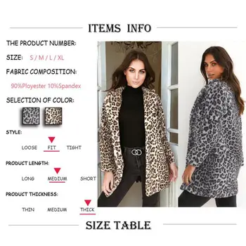 Silts Sexy Leopards Drukāt Mētelis Modes Garām Piedurknēm Virsdrēbes 2019 Sieviešu Ziemas Mākslīgās Kažokādas Atloks Mētelis