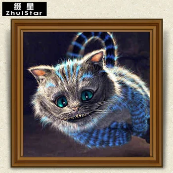 5D Diy Dimanta Glezna Krustdūrienā Dīvains Kaķis Pilna Dimanta Izšūšanas Laukums Urbt Rhinestone Mozaīkas Glezniecības Mājas Apdare