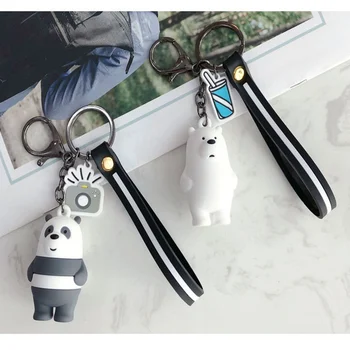 Modes Diy Keychain 3D Mini Multfilmu Dzīvnieku Lācis Keychain Sveķu Materiāls KeyRing Eleganta Soma Brelok Somā Llavero Panda Keyfob
