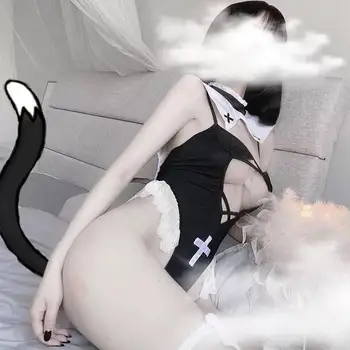 Sexy Redzēt Cauri Bodysuit Erotiska Apakšveļa Sievietēm Japāņu Kawaii Peldkostīmi Seksīga Mūķene Vienādu Cosplay Tērpi Sievietēm Pieaugušo Spēles