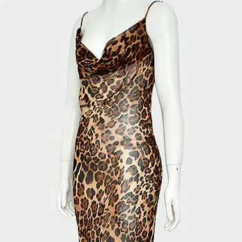 SIMLOVEYO Leopards drukāt sexy sievietes gara kleita Bodycon siksna Vasaras kleitu Elegants backless maxi puse vintage kleita M025