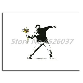 Dusmas Ziedu Metējs Grafiti Ielu HD Audekls Izdrukas, Plakāti Sienas Māksla Krāsošana Dekoratīvie Attēlu Mūsdienu Mājas Apdare
