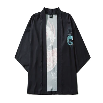 Pavasarī, Vasarā Tradicionālo Japānas Apģērbu Pāra Karikatūra Izdrukāt Kimono Jaka Vīriešiem Japāņu Obi Vīriešu Yukata Haori Samurai