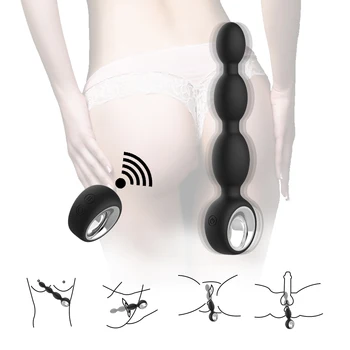 12 Jaudīgu Vibrāciju Tālvadības pulti Pievienojiet Anālā Dildo Lodītes Vibrators piesūcekni Butt Plug Vīriešu prostatas Massager Vibrators