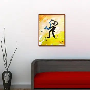 Sax Spēlēt Karikatūra Anotācija Mājas dekoru Audekls Bezrāmju zīmēšanas Izsmidzināmā Eļļa Glezniecību Mākslinieks Reāli miniatūri mākslas Apdare