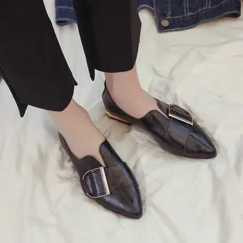 Zīmola pavasara sieviešu modes Studentiem kurpes sieviešu Norādīja Toe ikdienas ādas kurpes ar zemu papēži sekla meiteņu kurpes ffb