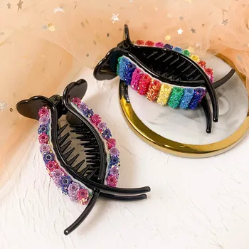 Modes korejas Varavīksnes Matiem, Nagiem Sievietēm Spēcīgu Saķeri Bun Lielu Hairclips Rotājumu Zirgaste Turētājs, Matu Aksesuāri Meitenēm