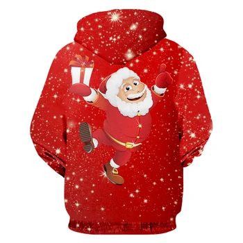 UJWI Sniegpārslas, Ziemassvētku 3D Iespiesti Jauki Anime Santa Claus Vīriešu Apģērbu Cilvēks Liela Izmēra Poliestera Zip Hoodies