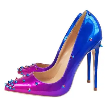 10CM augstiem papēžiem norādīja, zila, violeta sūkņi, greznību, sexy naktsklubs biroja kurpes sieviešu kleita kāzu sapato feminino duncis 2018