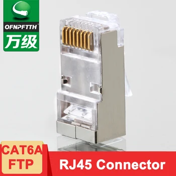 RJ45 Savienotājs CAT6 CAT6A FTP 8P8C Zelta pārklājumu Tīkla kabeli Modular Plug 100gab