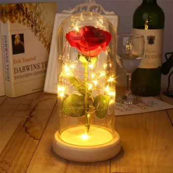 LED Light Rose Puķu Stikla Ēnā Apgaismojums Rotājumu Desktop Mājas Puse 1pc Valentīna Diena Dāvanu