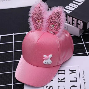 Doit Korejas Bērnu Hip Hop Beisbola cepure Vasaras Sequined truša ausis Saules Cepure Karikatūra Zēni Meitenes snapback Cepures