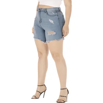 2019 Modes Sieviešu vasaras liela izmēra gadījuma modes caurumu, džinsi, īsi džinsi sieviešu kabatas mazgāt džinsa bikses шорты женские 40*