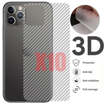 10Pcs/daudz 3D Oglekļa Šķiedra Mīksta, matēts Aizmugurējo Vāciņu Screen Protector for iPhone 11 Pro Max X XS Max XR 7 8 SE 2020 Aizsardzības Plēves