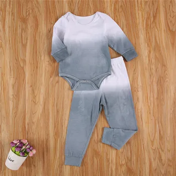 2GAB Unisex Zīdaiņu Kritums Apģērbu ar garām Piedurknēm Slīpums Drukāt Bodysuit + Elastīga Vidukļa Bikses Kopa