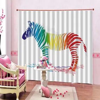 Dzīvnieku Raksts Krāsas Atdzist Zebra Auduma Dušas Aizkars 3D Iespiesti Luksusa Bērnu istabas Aizkaru Dekori
