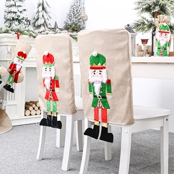 Ziemassvētku Krēsla Pārsegs Izkārnījumos Atpakaļ neaustu Vāks Mājas Ēdamistaba Viesnīca Jaunajā Gadā Grupa Krājumi Ziemassvētku Rotājumi
