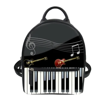 Noisydesigns Sieviešu Mazā Mugursoma 3D Mūzikas Klavieres Tastatūra Drukāt Luksusa PU Ādas String Pleca Mugursomu Pusaudžu Meitene Bagpack