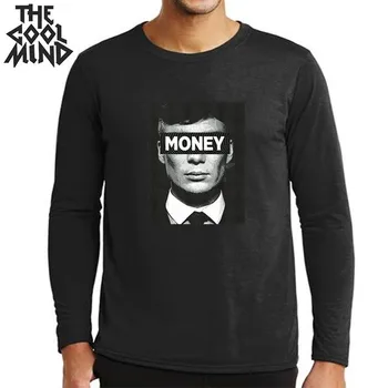 COOLMIND kokvilnas, ar garām piedurknēm naudu atdzist drukāt vīriešu t krekls gadījuma zaudēt streetwear vīriešu t o-veida kakla t-krekls mens tee krekls
