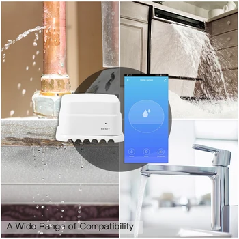Tuya WiFi Smart Plūdu Sensors, Ūdens Noplūdes Detektors Plūdu Pārplūdes Brīdināšanas Apsardzes Signalizācijas Tālvadības Pults Strādā Ar Alexa, Google