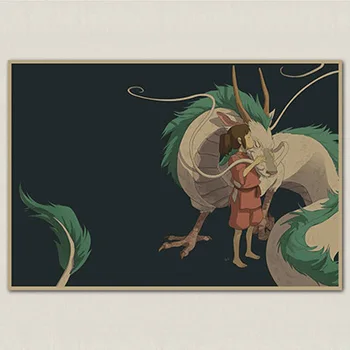 Hayao Miyazaki Dedzīgs Prom Krāsošana Meitene Vintage Kraftpapīrs Filmas Plakāts, Mājas Apdare, Garāžas Sienu Dekors Art Retro Izdruku
