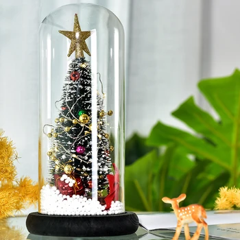 Ziemassvētku Eglīšu Stikla LED String Galda Nakts Gaisma Stikla Vāks Dekoratīvi Ciedra Ziemassvētku dāvanas bērniem Dekoratīvie stikla vāks