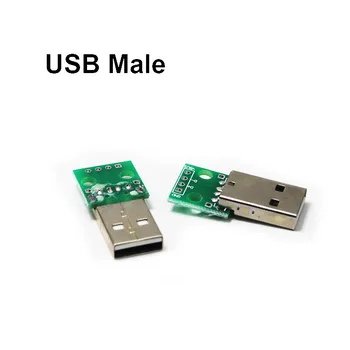 2gab Mikro Mini USB USB A Male USB Savienotāju Interfeiss uz 2.54 mm DIP PCB 2.0 Sieviete USB B Pārveidotāja Adapteris Starplaikos Padome