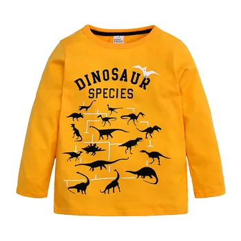 Zēniem ar garām Piedurknēm T-Krekls ar Multfilmas Dinozauru 2-13Y Bērni Lieli, Bērni, Zēni, Topi, t-veida, T Krekls Pavasara Rudens Bērnu Apģērbs