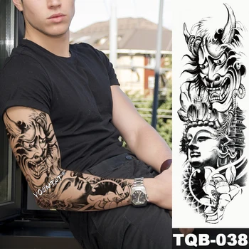 Jauns 1 Gabals Pagaidu Tetovējumu Uzlīmes, Sacred Warrior krusta stila Tetovējums ar Roku, Ķermeni, Mākslas Big Sleeve Lielu Viltus Tetovējumu Uzlīmes