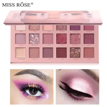 Miss Rose pliks eyeshadow palete ar 18 krāsām desert rose purpura krāsa pigmenta flash spīdums, acu ēnas pulveris MS208