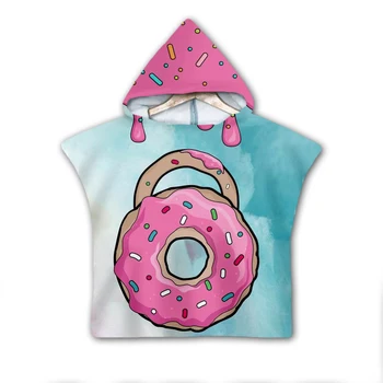 Deserts donut Piena Kapuci bērnu Zēniem un Meitenēm, Dvieļu Valkājamas Vannas Dvielis Bērniem Ceļojumu 3D drukas Pludmales Dvieļi stils-9