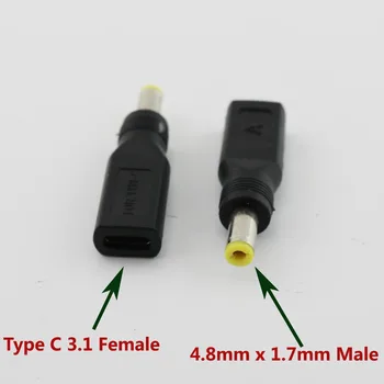 1pc 4.8 mm x 1.7 mm Male USB 3.1 C Tipa USB-C Sieviešu LĪDZSTRĀVAS Uzlādes Uzlādes Adapters Adapteris Savienotājs