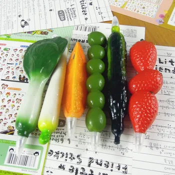 Dārzeņu, augļu formas lodīšu pildspalva ar magnētu ledusskapis stickersMagnetic tāfeles uzlīmes virtuves pensLength:10.5~14.5 cm