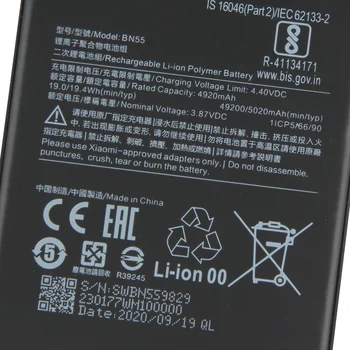 Xiao Mi Xiaomi BN55 Tālruņa Akumulatora Xiaomi Piezīme 9S Note9S 5020mAh BN55 Sākotnējo Akumulatora +Rīks