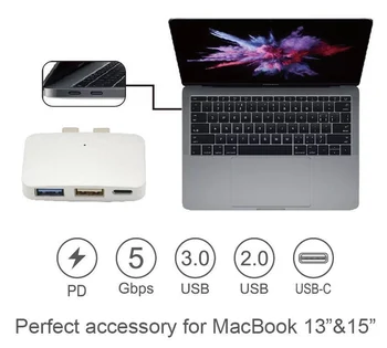 Divējāda Tipa C HUB Izplešanās Doka Adapteri MacBook Pro/Air 2018/2019 Lenovo Klēpjdatoru dokstacija, USB-C Konvertētājs