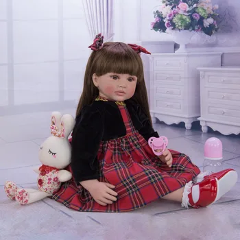 60cm bebe meitene atdzimis lelle 3/4 Silikona atdzimis bērnu ar īsta princese kleita Spilgti simulācijas Bonecas bērniem dāvanu ar roku
