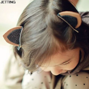 1gb Jauki Meitenes, Kaķis Ausis Matadatu meitenes matu aksesuāri klipu barrettes Meitene Headwears