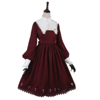 Viduslaiku gotikas vintage sweet lolita kleita mežģīņu stends puff piedurknēm augsta vidukļa viktorijas kleita kawaii meitene gothic lolita op loli