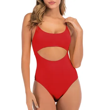 Ir 2021. Vasarā Jaunu Piedurknēm Cilpas Push Up Siāmas Bikini Sievietēm Dobi Atklātu Atpakaļ tīrtoņa Krāsu Sexy Viens Gabals Peldkostīms купальники
