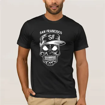 Vasaras Vīriešu T Krekls Ir 2021. Jaunu Modes San Francisco Cukura Galvaskausa Meksikas Mākslas Acteku Dia De Los muertos SF Tee Gadījuma T-krekls