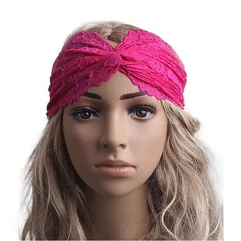 1pc Sievietēm Musulmaņu Turban Galvu Melnas Mežģīnes Turban Krusta Headwrap Mežģīnes Hairband Apm.21.5 cm