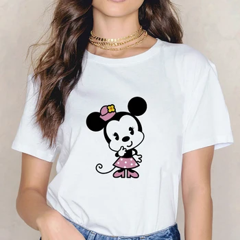 Minnie Mouse Skūpsts Mickey T-krekli Ikdienas Harajuku Mīlestība Iespiesti Top Vasaras Sieviešu T krekls ar Īsām Piedurknēm T krekls Mīļotājiem Apģērbi