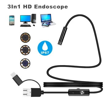 5.5 MM Micro USB Type-c USB 3-in-1 Dators, Endoskops Kamera Borescope Caurules Ūdensizturīgs Pārbaudes, Video Kamera Android