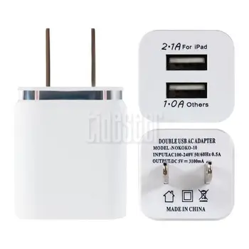 Dual USB Porti 2.1+1A MUMS AC Ceļojumu Mājas Sienas Lādētāju Strāvas Adapteri Plug iPhone Samsung Galaxy S8 S9 LG Planšetdatora iPad 100gab