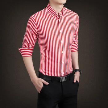 2020. gada Pavasarī, Rudenī Jaunu Zīmolu Vīriešu Krekls Modes Svītraina Kleita Krekli Casual Slim Fit Vīriešu garām Piedurknēm Krekls camisa masculina