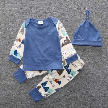 Jaundzimušo Bērnu Apģērbu Komplekti 2017 Populārs Bērnu Apģērbu Komplekts Zēniem ar garām Piedurknēm T-krekls+elsas+cepure Toddler Briežu Tērpi Meiteņu Drēbes
