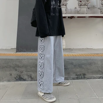 Augsta Vidukļa Sieviete Drukāt Bikses Ir 2021. Vasaras Šiks Plaša Kāju Taisni Bikšu Streetwear Ins Moderns Harajuku Fashion Gadījuma Bikses